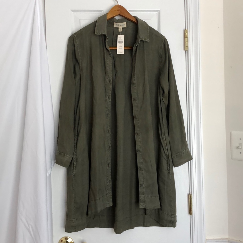 Anthropologie Cloth&Stone Moss Green Blouse Dress